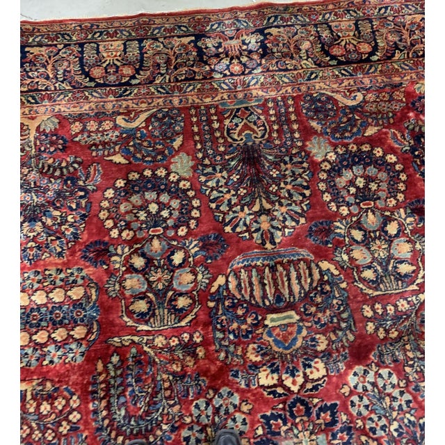 1920s, Handmade Antique Persian Sarouk Rug 9.1' X 11.6' For Sale - Image 9 of 10