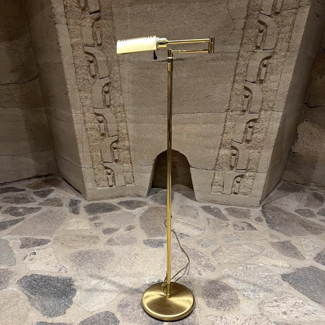 Contemporary 1980s Brass Pharmacy Floor Lamp Holtkötte , Adjustable Germany For Sale - Image 3 of 15