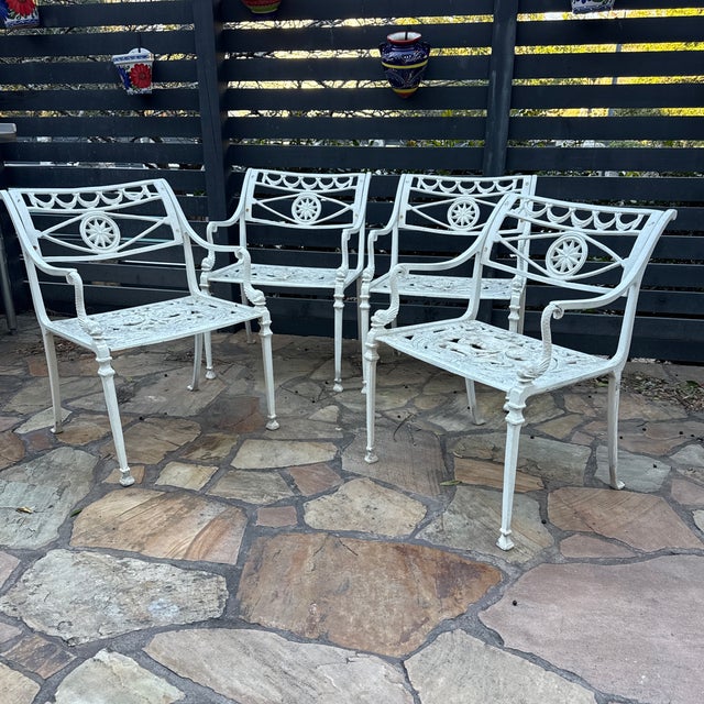 Vintage Molla Metal Garden Dolphin Arm Chairs, 4 Pieces, Attributed For Sale - Image 10 of 12