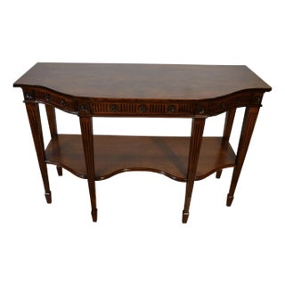 1910s Antique English Regency Burl Walnut Console Table / Sofa Table For Sale