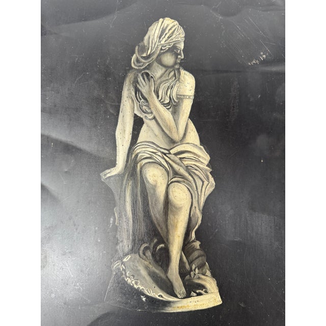 Vintage hand-painted sheet-metal panel depicting Susanna, based on the 1869 marble sculpture by Italian artist Giovanni...