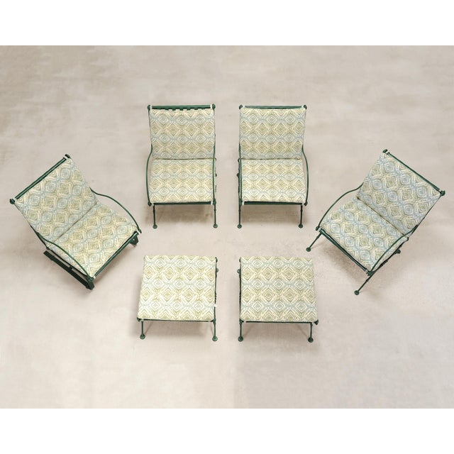 Set of Four o.w. Lee Iron Garden Lounge Chairs and Two Ottomans For Sale - Image 4 of 18
