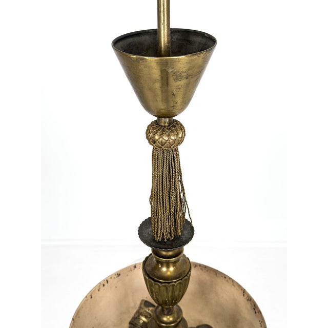 Swedish Grace Three-Arm Chandelier in Brass by Harald Notini Böhlmarks, 1930 For Sale - Image 4 of 9