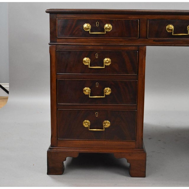 Edwardian Mahogany Pedestal Desk, 1900s For Sale - Image 9 of 10