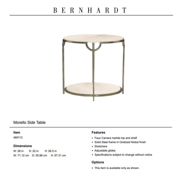 Cream Bernhardt Morello Faux Marble & Steel Side Table For Sale - Image 8 of 8