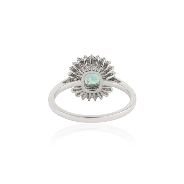 Natural Cushion Cut Paraiba Tourmaline Double Halo CLuster Diamond Ring Size 7 For Sale - Image 10 of 18