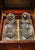Victorian Sheraton Revival Mahogany Decanter Box with Atlantis Decanters, 1800s, Set of 5 For Sale - Image 4 of 9