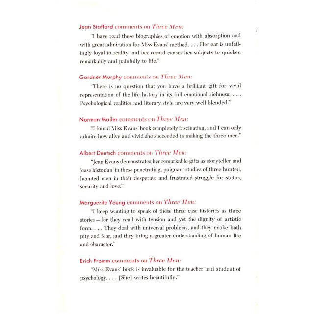 "Three Men an Experiment in the Biography of Emotions" 1954 Evans, Jean For Sale - Image 4 of 5