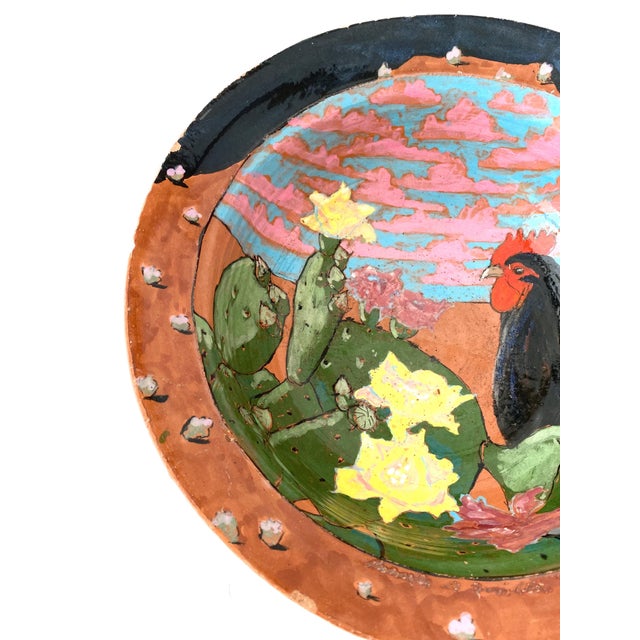 Large Vintage Armin E. Müller Signed Earthenware Farmhouse Rooster Bowl For Sale In Portland, OR - Image 6 of 13
