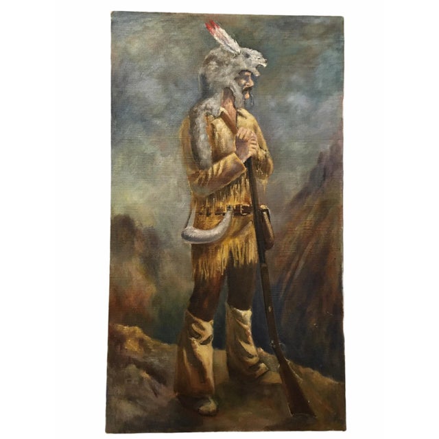 Mid 20th Century Portrait of a Frontiersman Oil Painting For Sale - Image 6 of 6