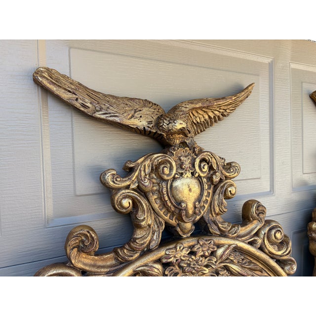 Mid 20th Century Pair of Monumental Federal Giltwood Eagle Convex Mirrors For Sale - Image 5 of 18