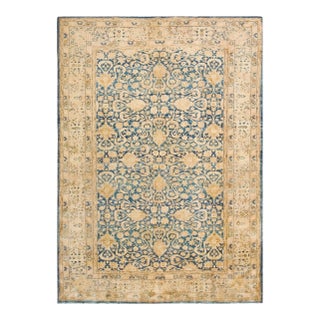 Decorative Cream and Light Blue Color Antique Allover Floral Pattern Tabriz Rug For Sale