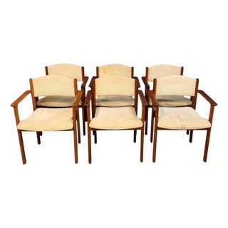 Set of Six Scandinavian Modern Teak Stacking Armchairs, Denmark or Norway, 1970s For Sale