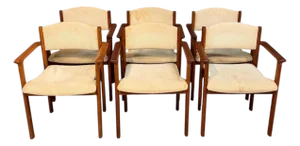 Set of Six Scandinavian Modern Teak Stacking Armchairs, Denmark or Norway, 1970s