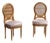 French Louis XVI Style Chair Set of 2 – Beige Velvet Upholstery, Cane Back & Gold Leaf Frame For Sale