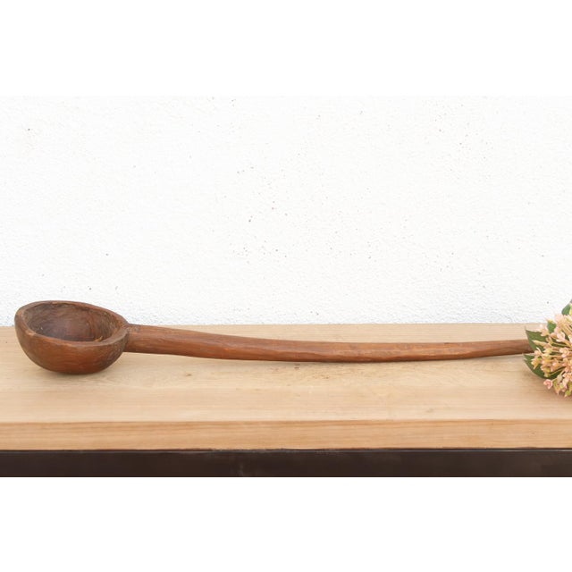 Rustic Long Antique Spoon W/Dark Wax Patina For Sale - Image 3 of 6