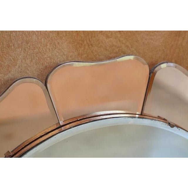 Large Round Art Deco Venetian Bevelled Peach Glass Mirror, 1930s For Sale - Image 6 of 10