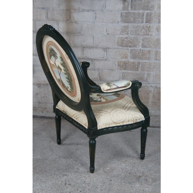 Wood Mid 20th Century 2 Drexel Heritage French Louis XVI Fauteuil Balloon Back Neoclassical Arm Chairs - Set of 2 For Sale - Image 7 of 12