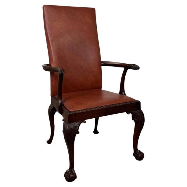Antique 19th Century English Mahogany Open Armchair with Claw Feet For Sale - Image 15 of 15