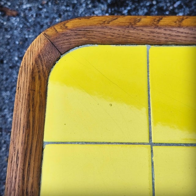 Coffee Table in Oak with Yellow Tiled Top, France, 1950s For Sale - Image 13 of 18