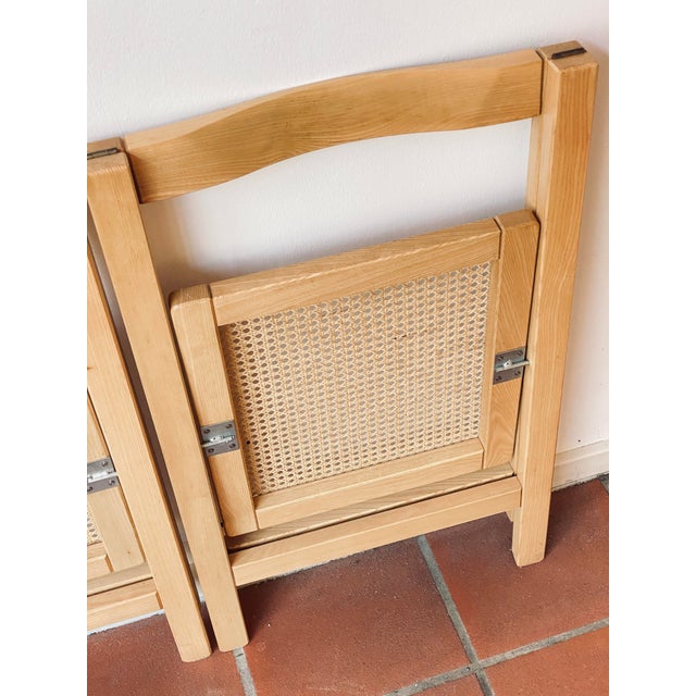 Folding Chairs in Pine Wood and Wicker Seats, Set of 2 For Sale - Image 15 of 18