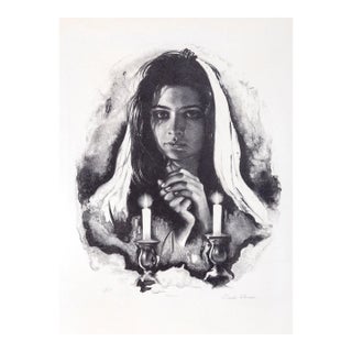 Shabbas Candles IV, Sandu Liberman Lithograph, Signed in Pencil For Sale