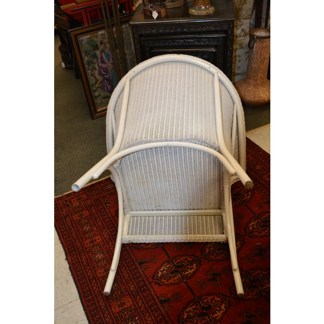 White 1970s Lloyd Loom Single White Wicker & Aluminum Arm Chair Porch Patio For Sale - Image 8 of 13