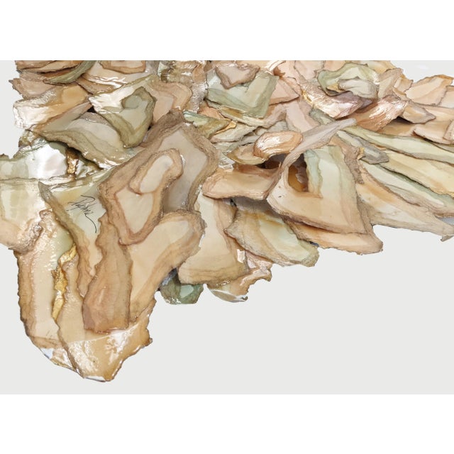 Tan Vintage Triptych Abstract Wall Art Sculpture Signed Daphne For Sale - Image 8 of 13