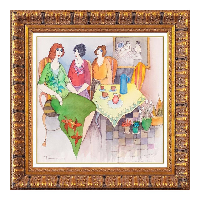Late 20th Century Three for Tea, Itzchak Tarkay For Sale