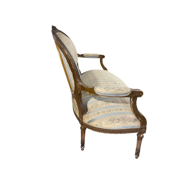 19th Century 19th Century French Louis XVI Walnut Settee /Canape For Sale - Image 5 of 9