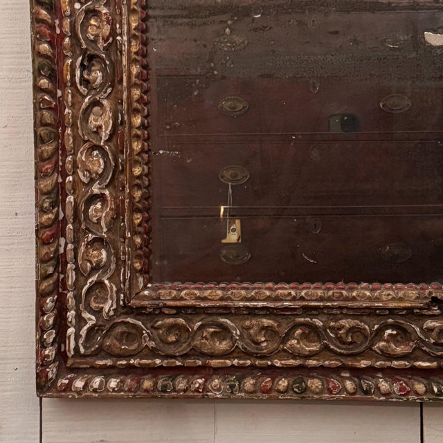 18th Century Baroque Carved and Painted Mirror For Sale - Image 4 of 6