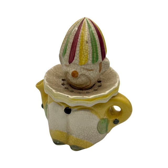 Royal Japan Hand Painted Citrus Reamer & Pitcher C. 1930s Crackle Glaze For Sale - Image 4 of 9