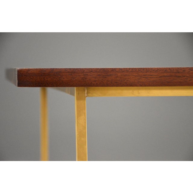 Brown 1960s Paul McCobb Brass and Mahogany End Table For Sale - Image 8 of 8