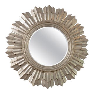 Monumental Silver Leaf Sunburst Mirror For Sale