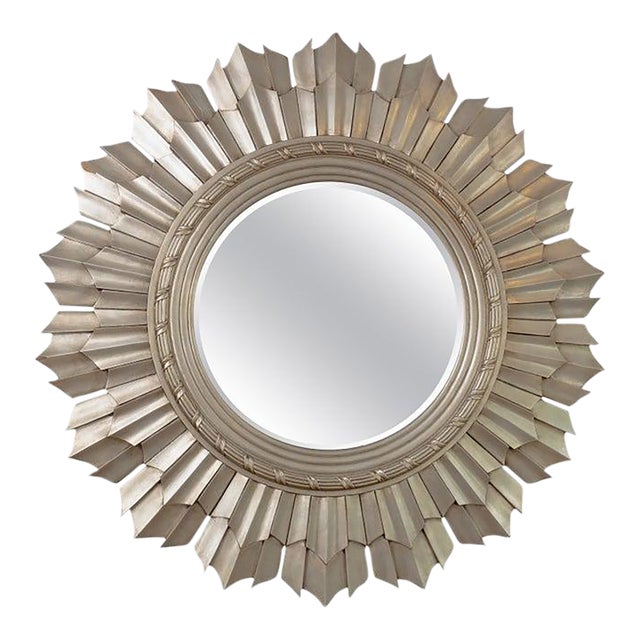 Monumental Silver Leaf Sunburst Mirror For Sale