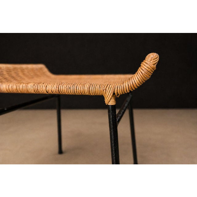 Pair of Caned Stools With Iron Frame by Carlo Hauner, Forma, Brazilian Modern, 1950s For Sale In New York - Image 6 of 15