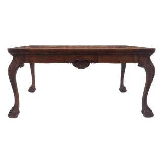 Grand Rapids Walnut Shell Carved Claw Foot Coffee Table For Sale