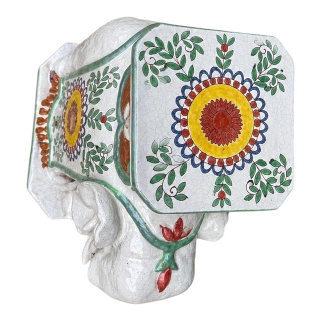 Hollywood Regency Hollywood Regency Meiselman Imports Terracotta Majolica Elephant Garden Stool Side Table For Sale - Image 3 of 7