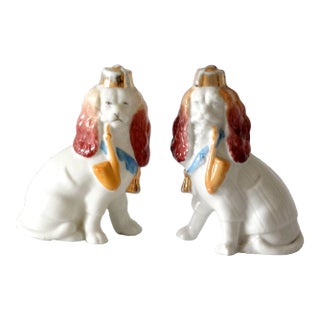 Antique English Staffordshire Spaniel Dogs - a Pair For Sale