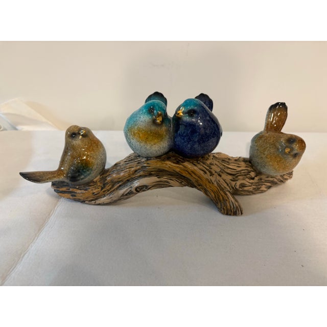 2000 - 2009 Four Fat Finches on a Log Sculpture For Sale - Image 5 of 5