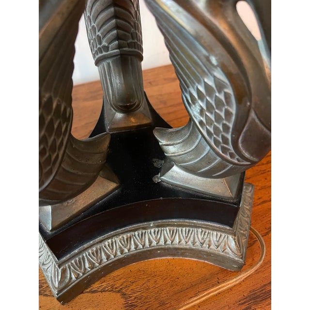 Brass Vintage Ethan Allen Swan Motif Brass Table Lamp | For Sale - Image 8 of 12