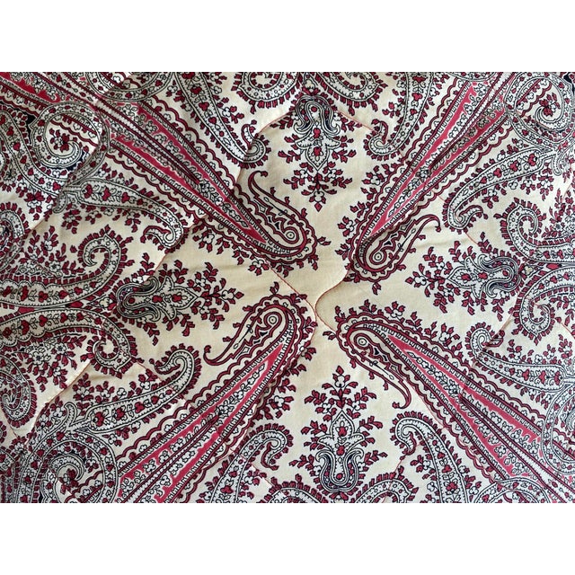 Vintage Pink & Red Paisley Silk Twill Scarf Throw Pillow Cover For Sale - Image 4 of 4