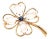 14 Karat Yellow Gold Four Leaf Clover Brooch For Sale