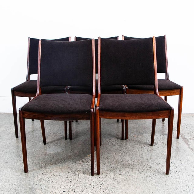 1960s Mid Century Danish Modern Dining Chairs Johannes Andersen Set 5 Rosewood Brown For Sale In Sacramento - Image 6 of 10