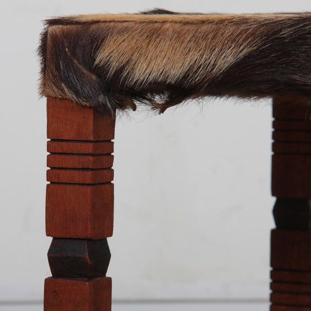 Wood and Leather Stool For Sale - Image 3 of 8