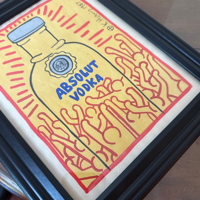 VintageKeith Haring Framed Drawing Estate Stamped For Sale In Atlanta - Image 6 of 10
