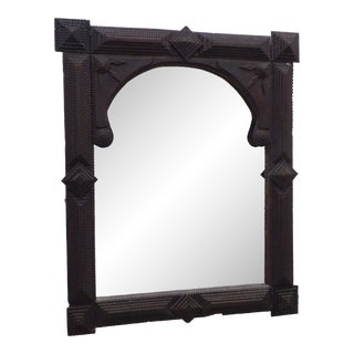 Vintage American Tramp Art Mirror For Sale