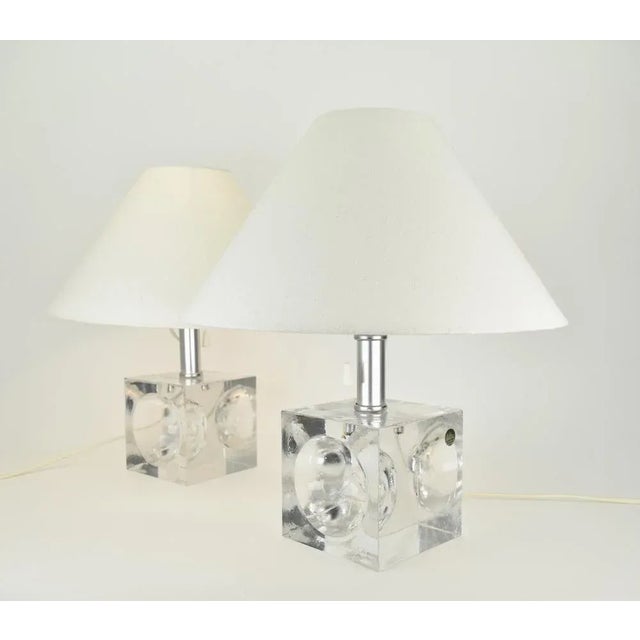 Crystal Cubic Table Lamps from Royal Leerdam, 1970s, Set of 2 For Sale - Image 9 of 12