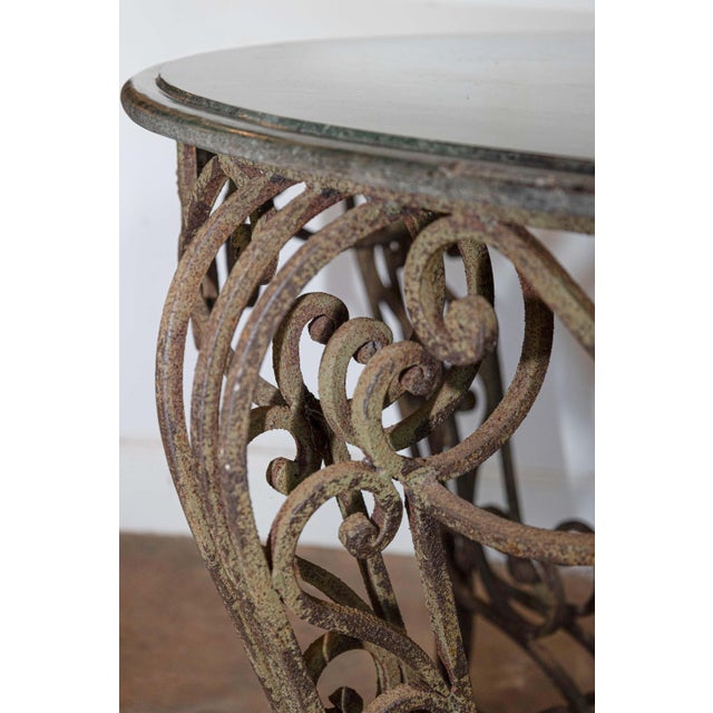 20th Century French Iron Round Center Table With Verde Marble For Sale In Atlanta - Image 6 of 8