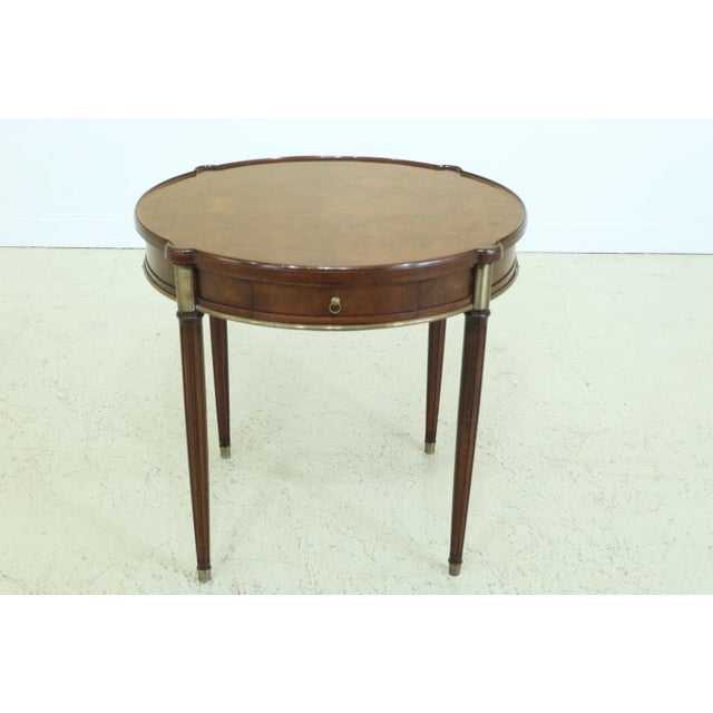 1950s Maison Jansen Style French Louis XVI Round Walnut Occasional Table For Sale - Image 12 of 12